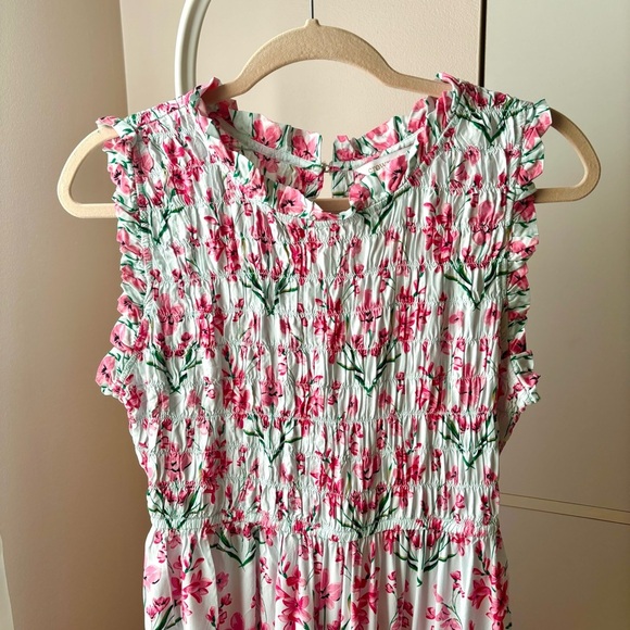 Crown & Ivy Floral Midi Dress Size 4 NWOT Pink Ruffle Tiered Spring Summer - Picture 3 of 4